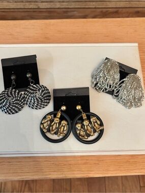Lot of 3 Vintage Fashion Earrings-Pierced & Clip-on-Women Accessories